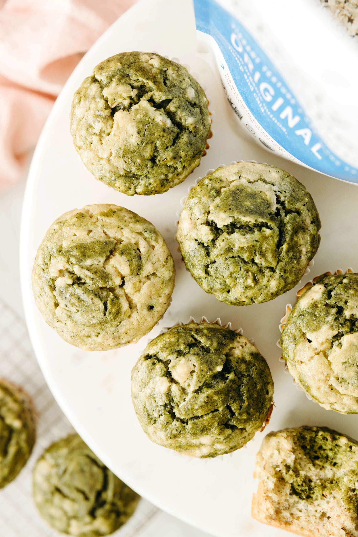 Banana Matcha Swirl Oat Muffins