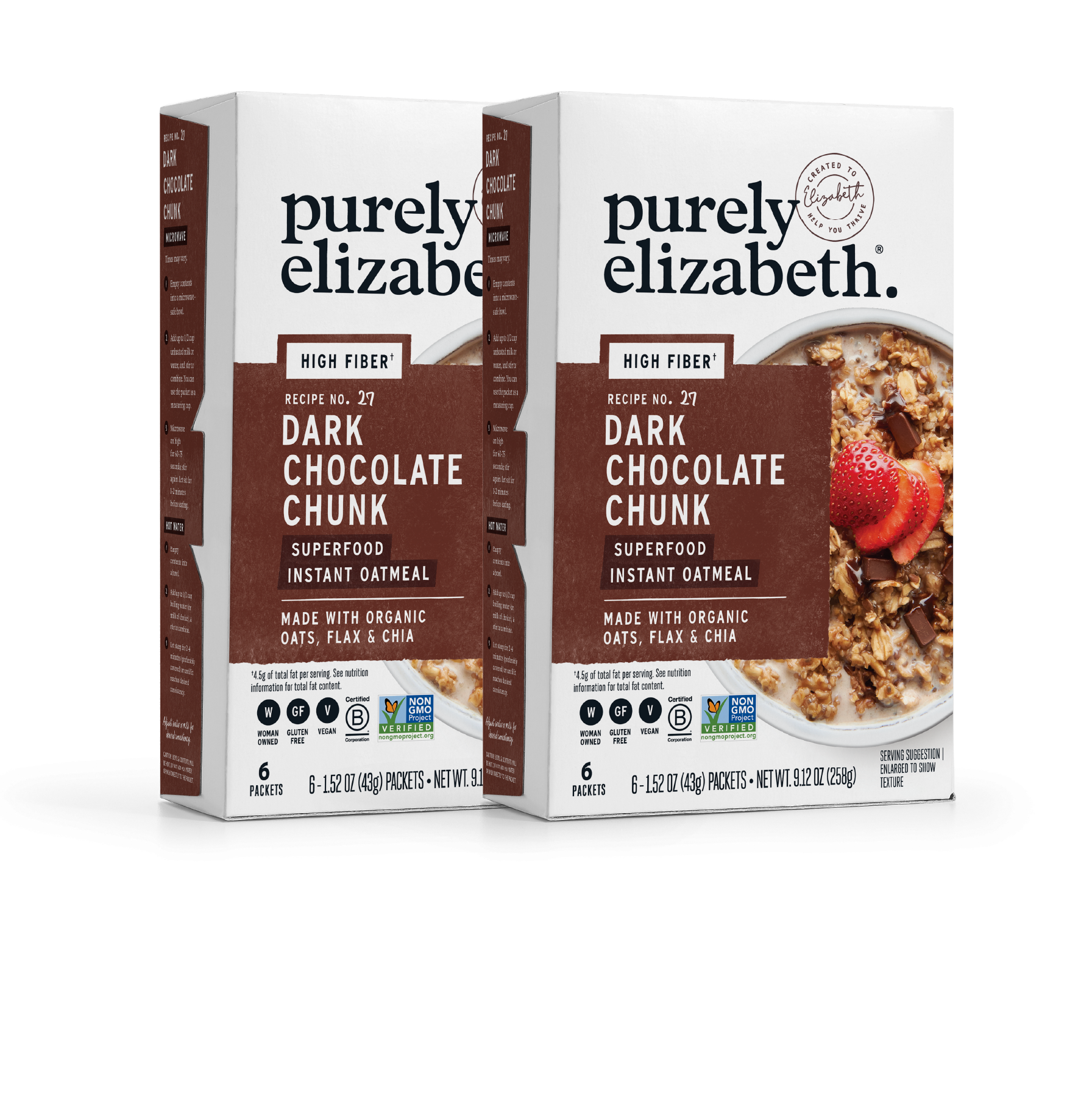 Dark Chocolate Chunk Superfood Oatmeal Multipack with Prebiotic Fiber