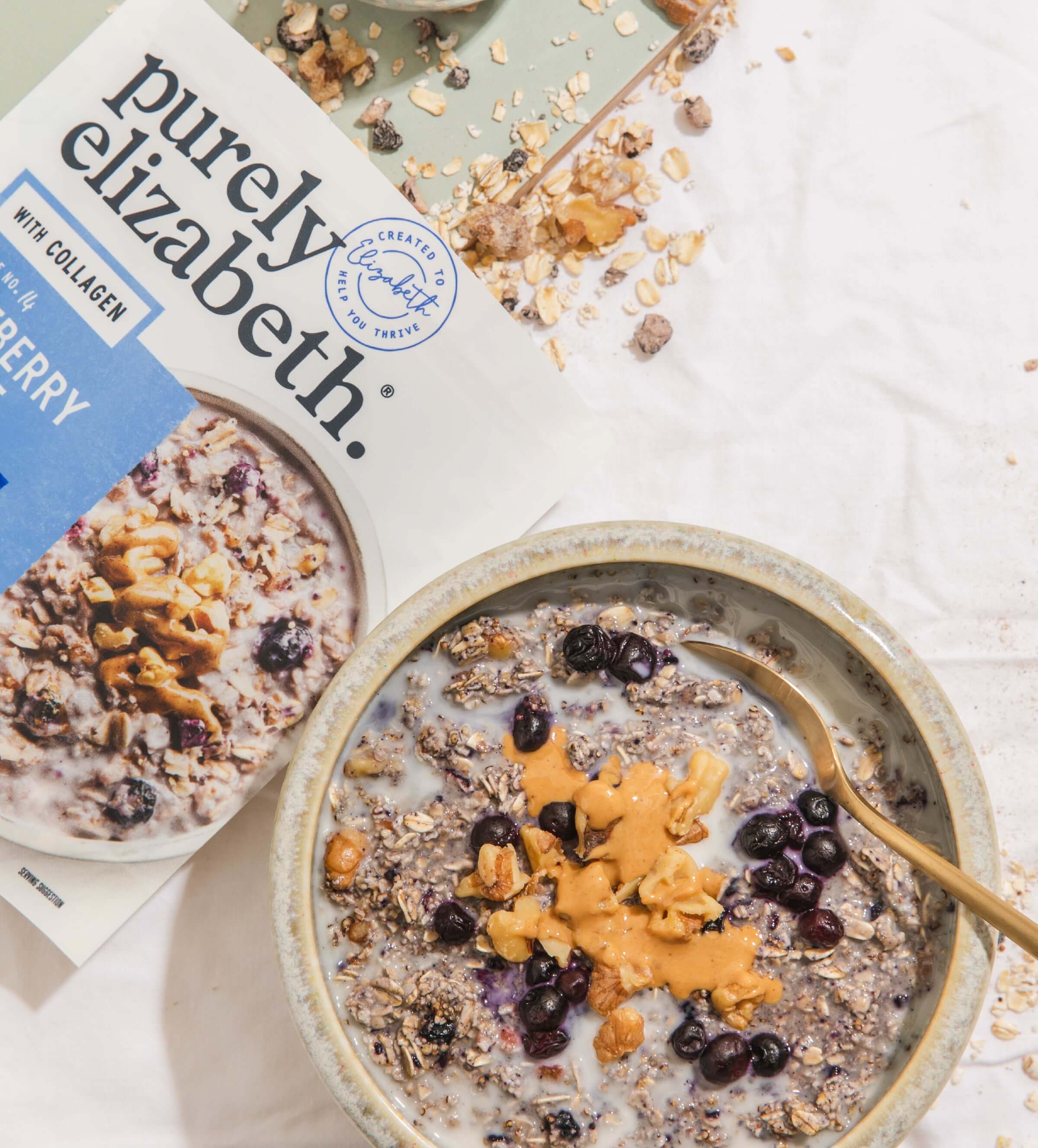 Blueberry Walnut Superfood Oatmeal Pouch with Collagen