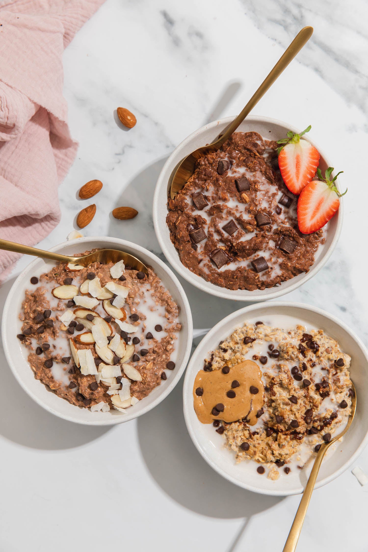 Dark Chocolate Chunk Oatmeal Three Ways