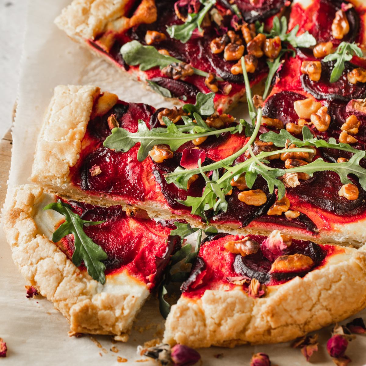 Beetroot Goat Cheese Walnut Tart