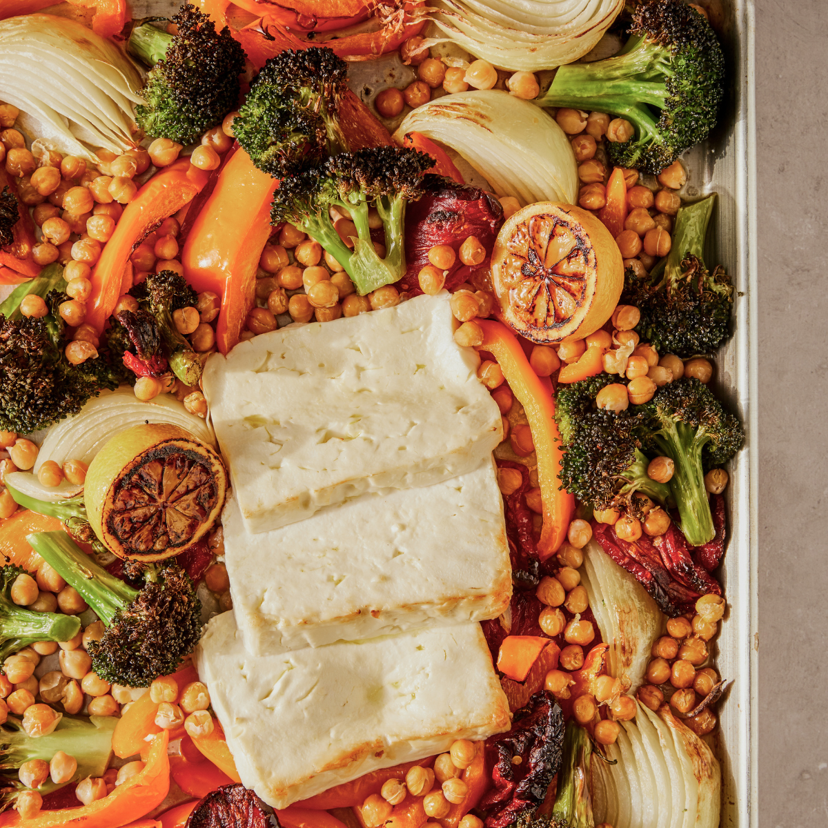 Broccoli Feta Bake with Sun-Dried Tomatoes and Chickpeas
