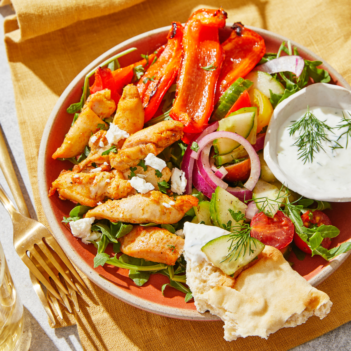 Chicken Tzatziki Plate with Tomato Salad