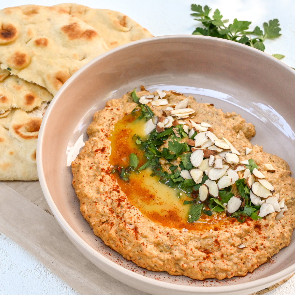 Smoky Eggplant Dip with Grilled Flatbread