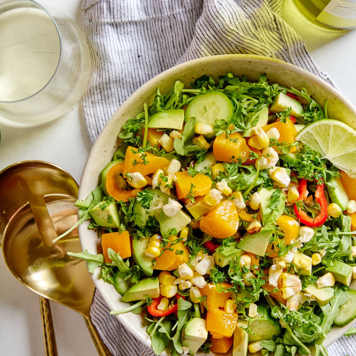 Fresh Summer Salad with Grilled Corn & Peaches