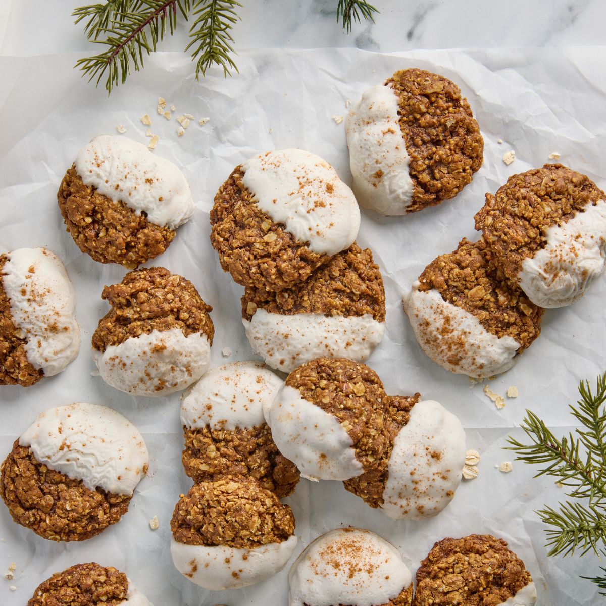 White Chocolate Dipped Gingerbread Cookies
