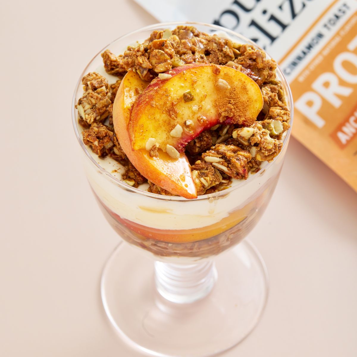 Cinnamon Berry Cobbler Peach Protein Parfait