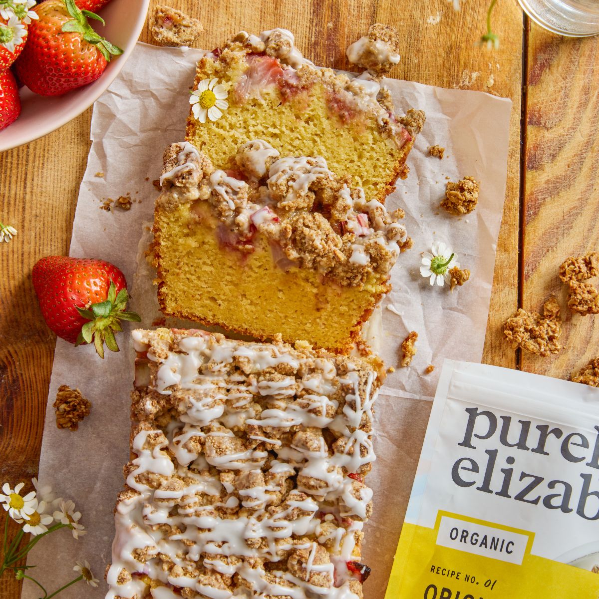 Strawberry Rhubarb Loaf Cake