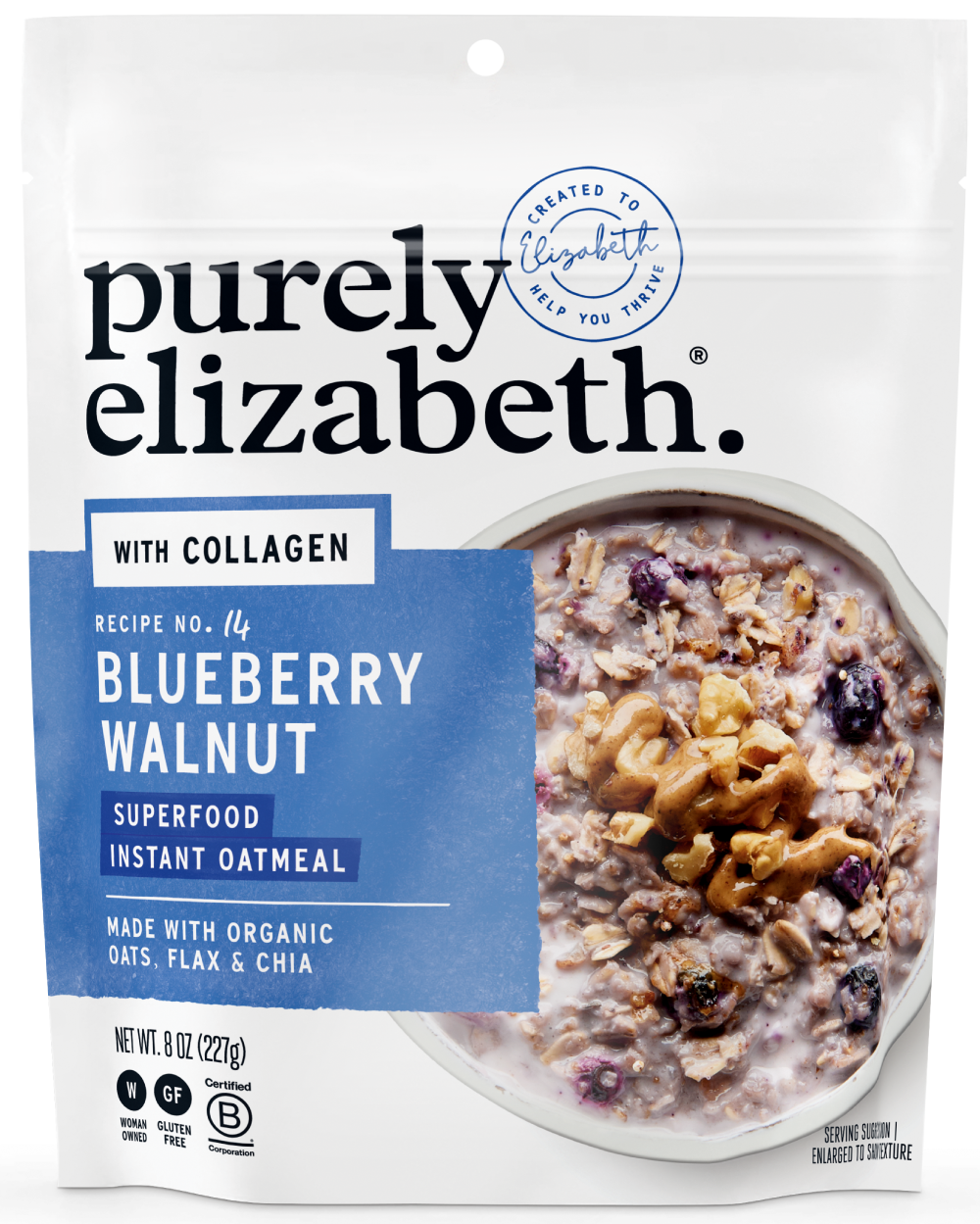Blueberry Walnut Superfood Oatmeal Pouch with Collagen