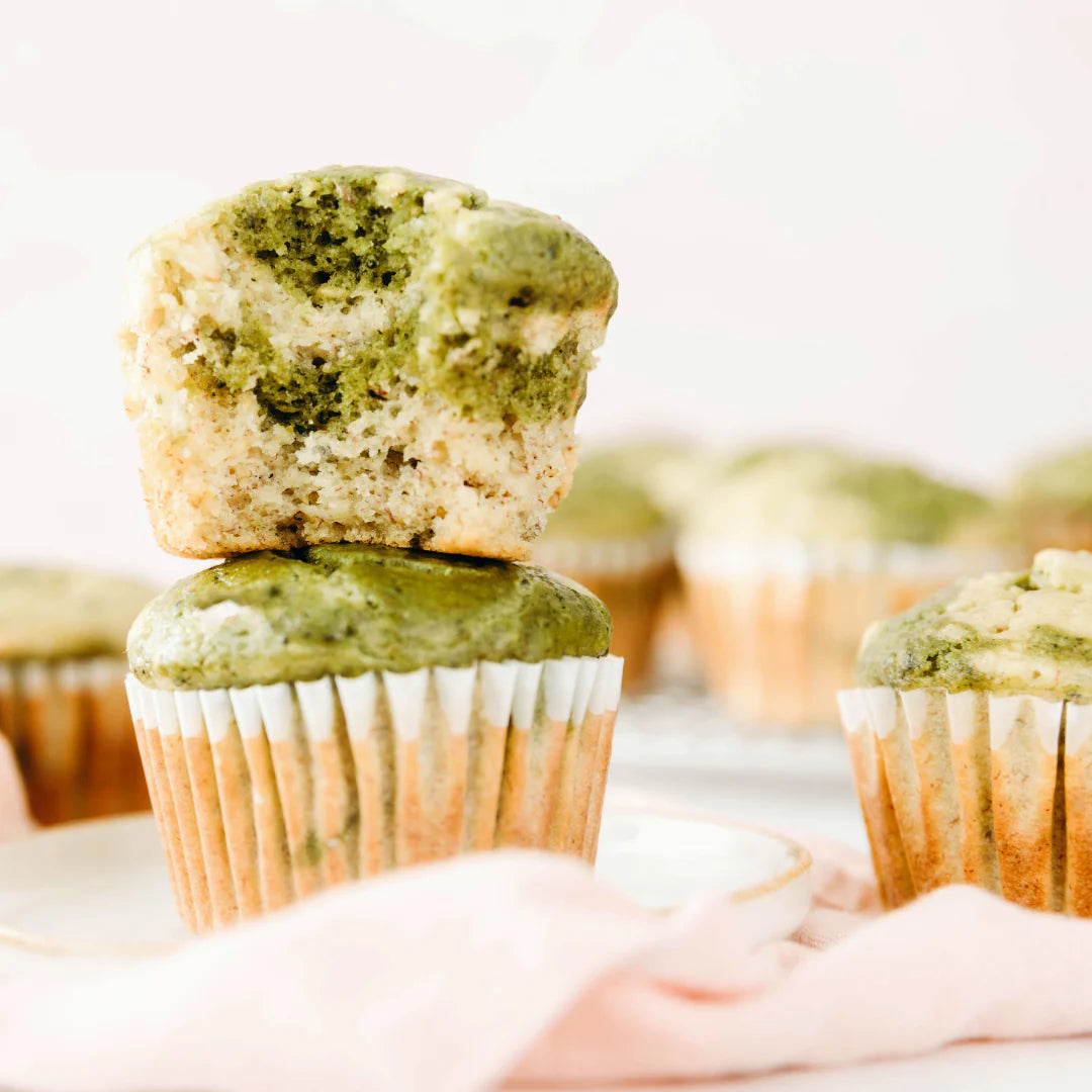 Banana Matcha Swirl Oat Muffins