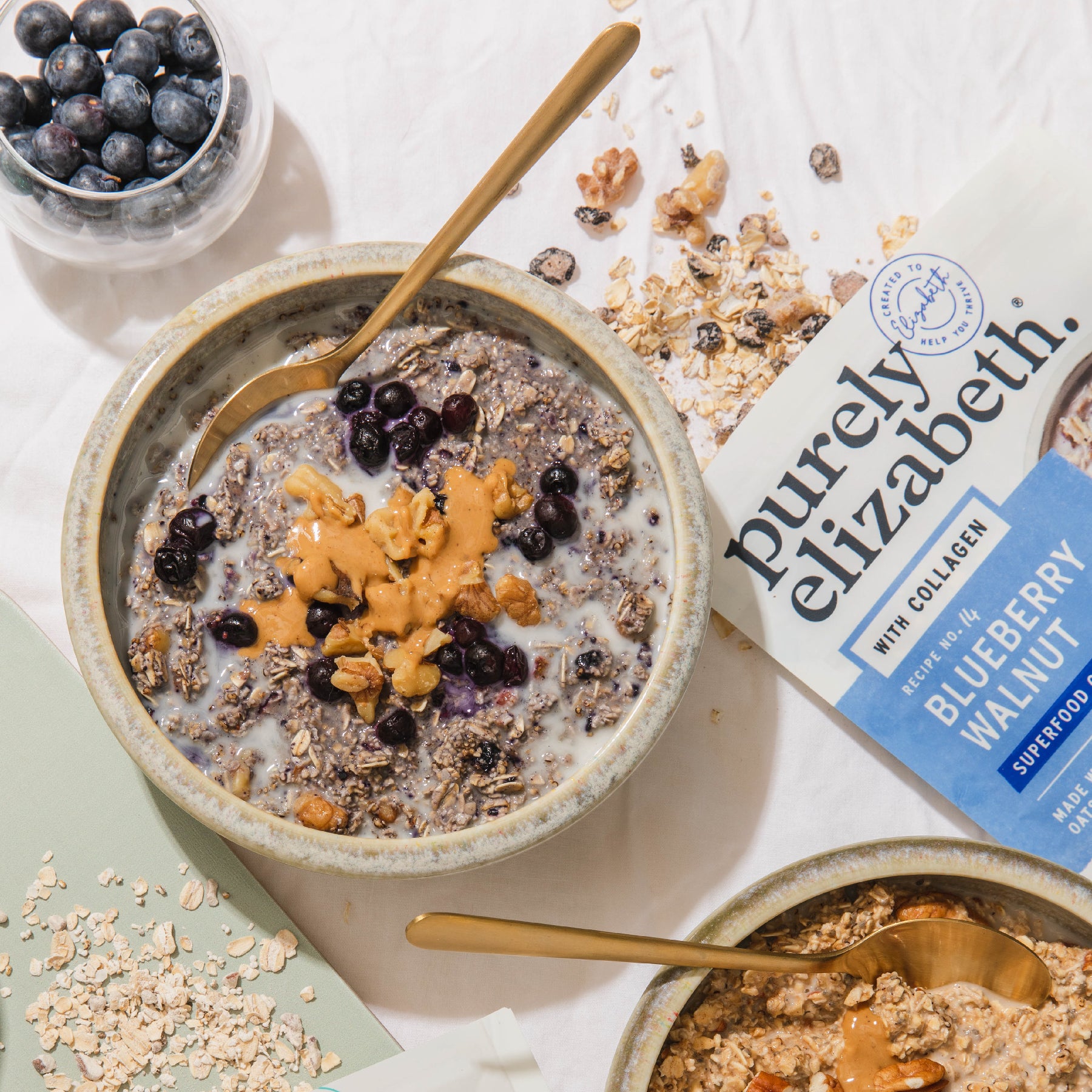 Blueberry Walnut Superfood Oatmeal Pouch with Collagen