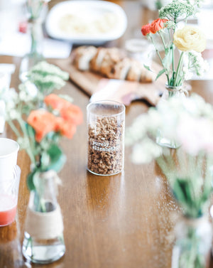 bulk granola in a glass container